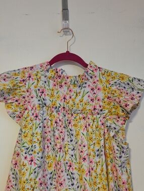 crown & ivy Pink, Yellow and Green Floral Ruffle Sleeve Blouse